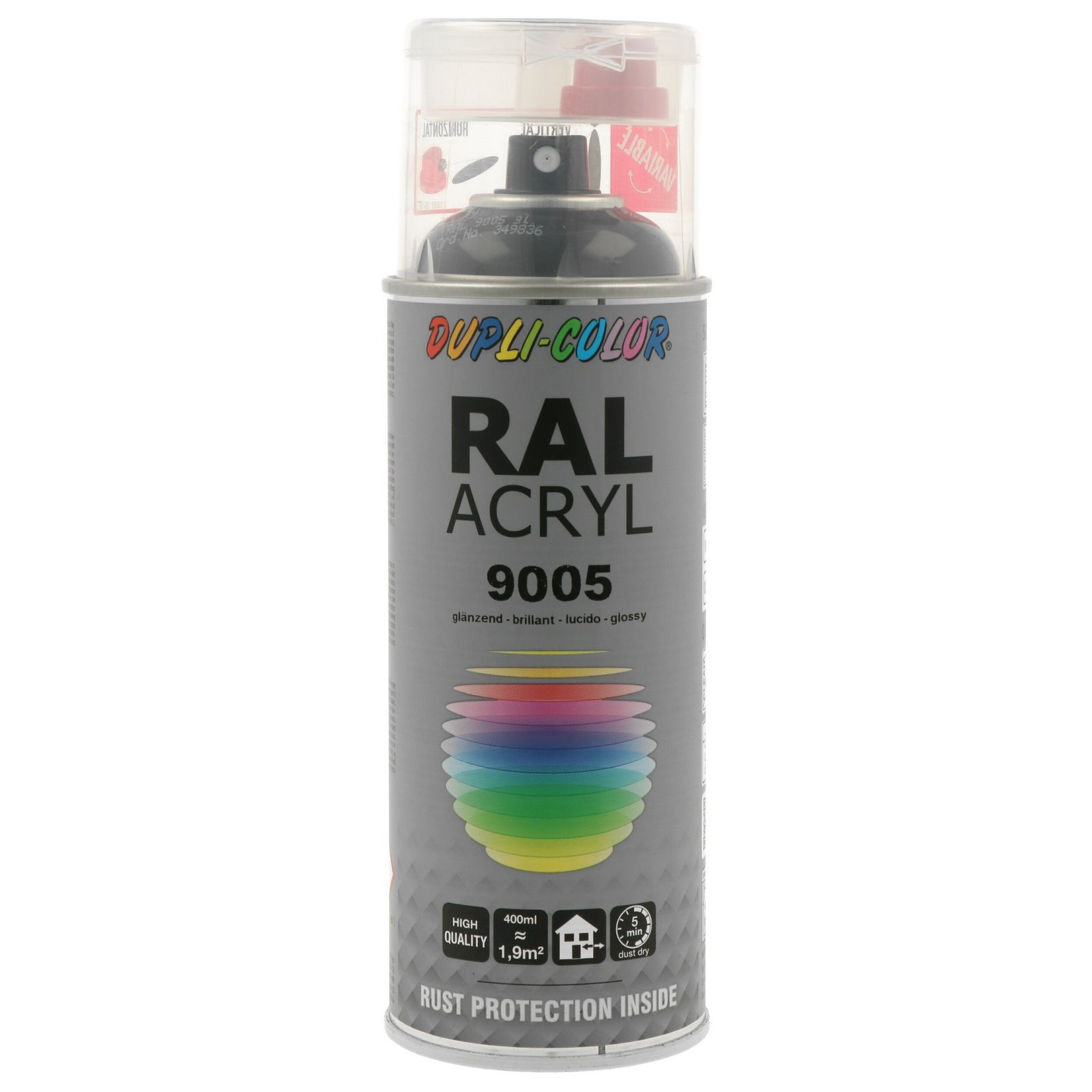 vopsea DUPLI COLOR RAL ACRYL RAL 9005 deep black gloss 400 ml 349836