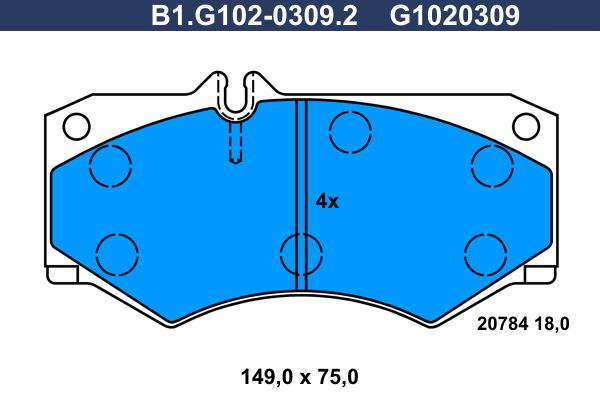 Zestaw klocków hamulcowych, hamulce tarczowe GALFER B1.G102-0309.2