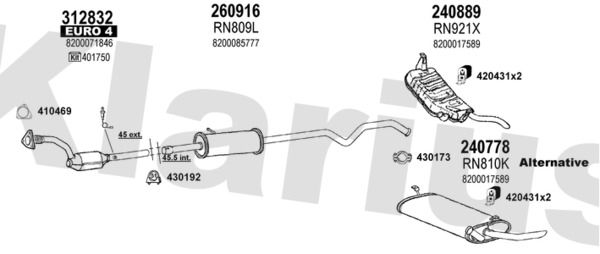 Układ wydechowy KLARIUS 721342E