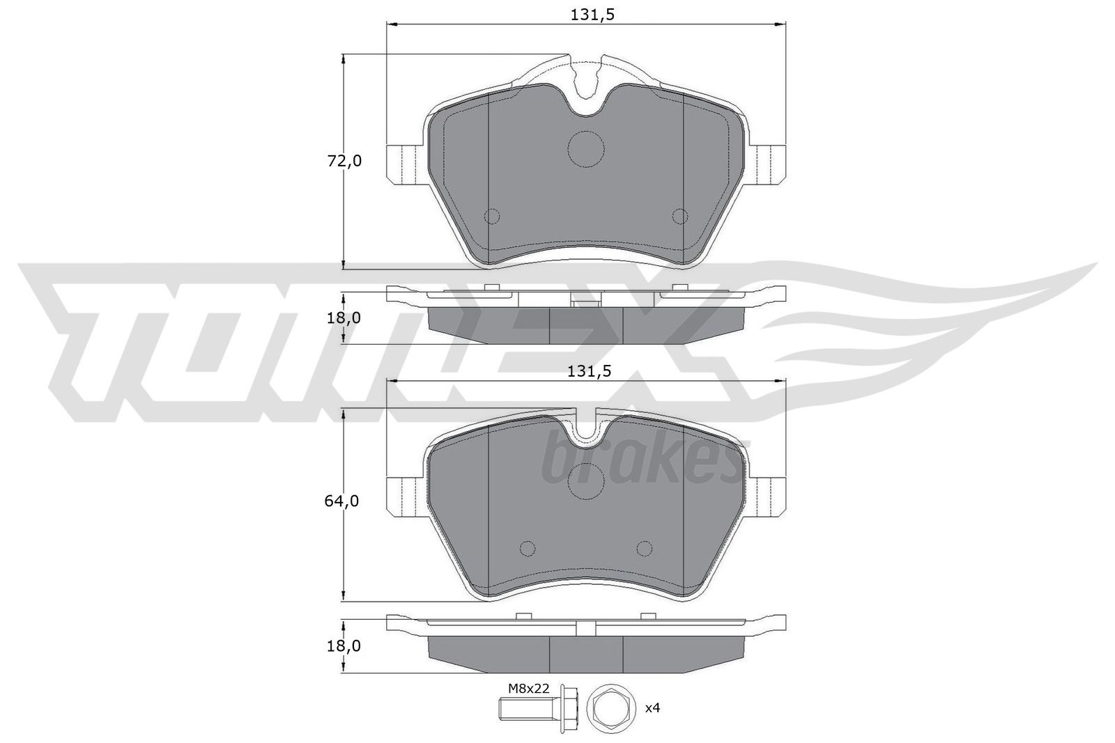 Sada brzdových destiček, kotoučová brzda TOMEX Brakes 16-04