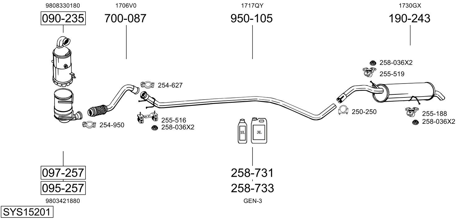 Układ wydechowy BOSAL SYS15201