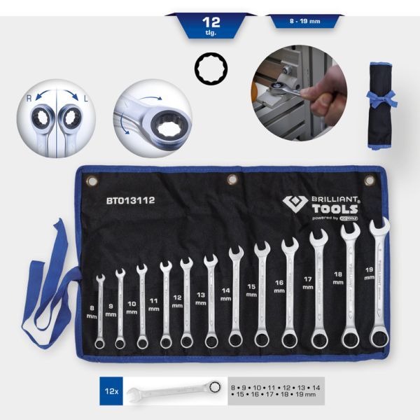 Set chei inelare cu clichet BRILLIANT TOOLS BT013112