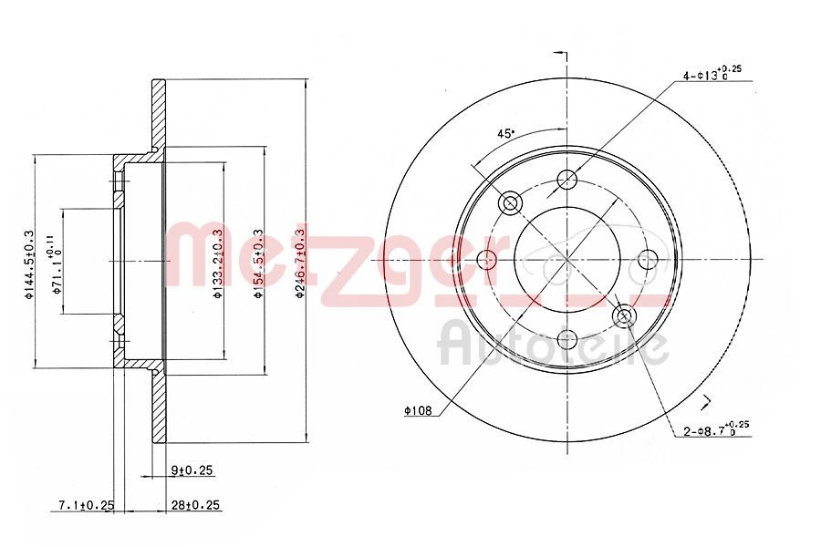 Tarcza hamulcowa METZGER AUTOTEILE 6110094