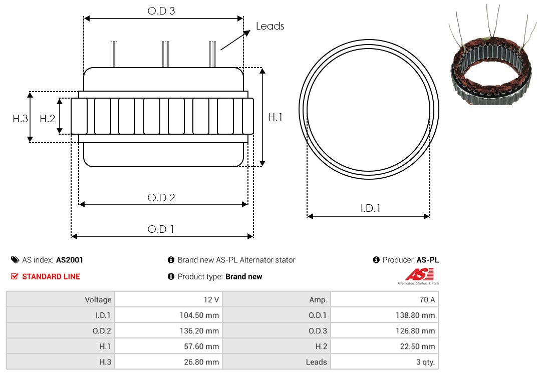 Levně Stator, generátor AS-PL AS2001