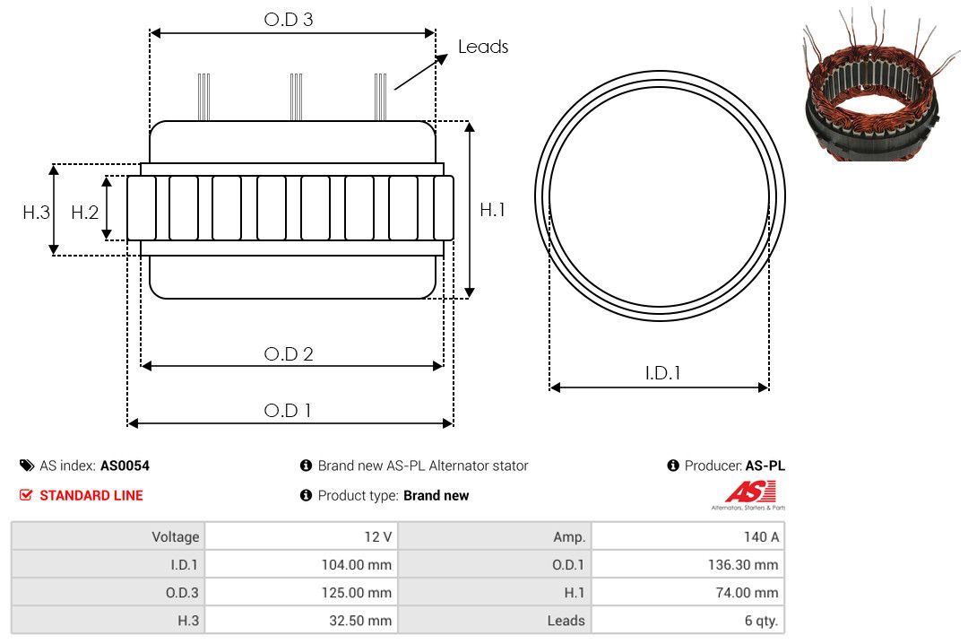 Levně Stator, generátor AS-PL AS0054