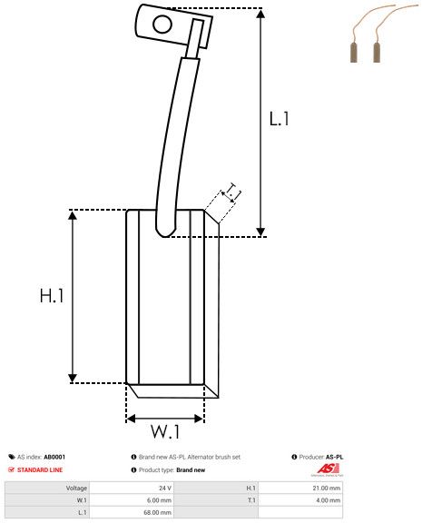 Levně Uhlíkový kartáč, generátor AS-PL AB0001