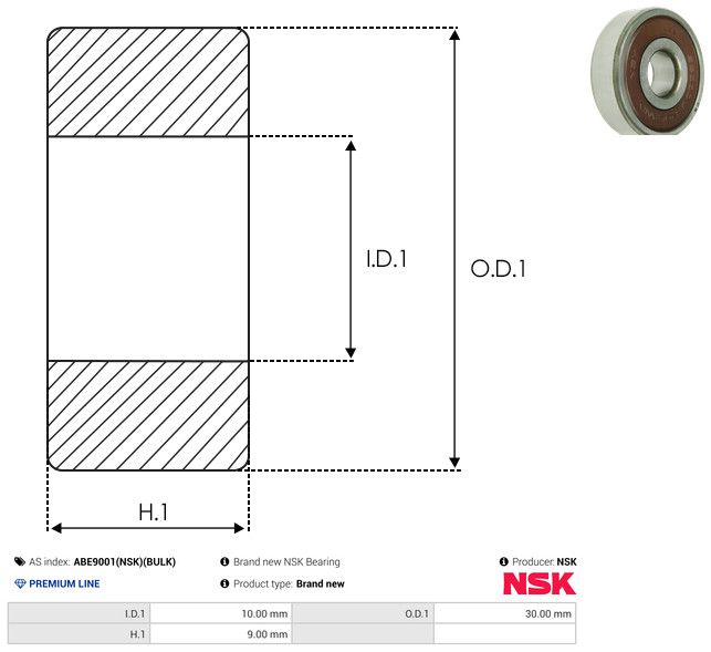 Levně Ložisko AS-PL ABE9001(NSK)(BULK)
