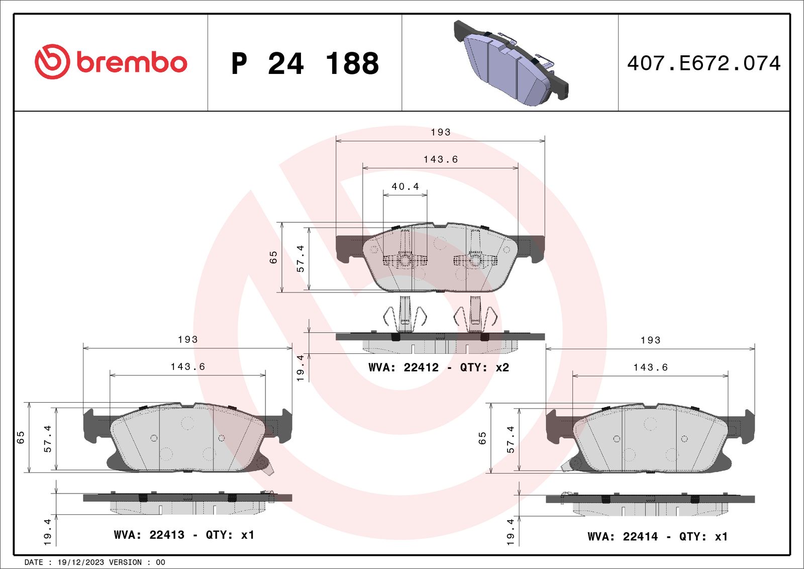 Sada brzdových platničiek kotúčovej brzdy BREMBO P 24 188