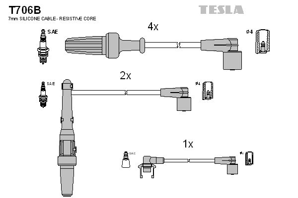 Zestaw przewodów zapłonowych TESLA T706B