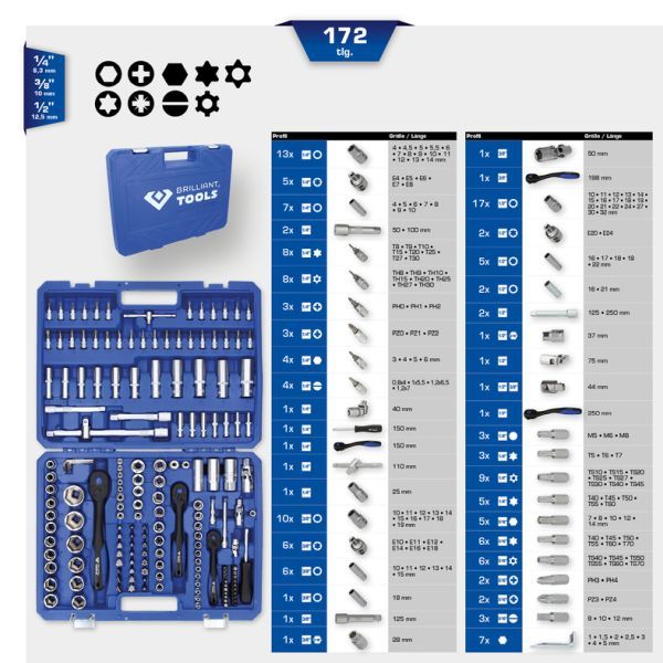Set chei tubulare BRILLIANT TOOLS BT023172
