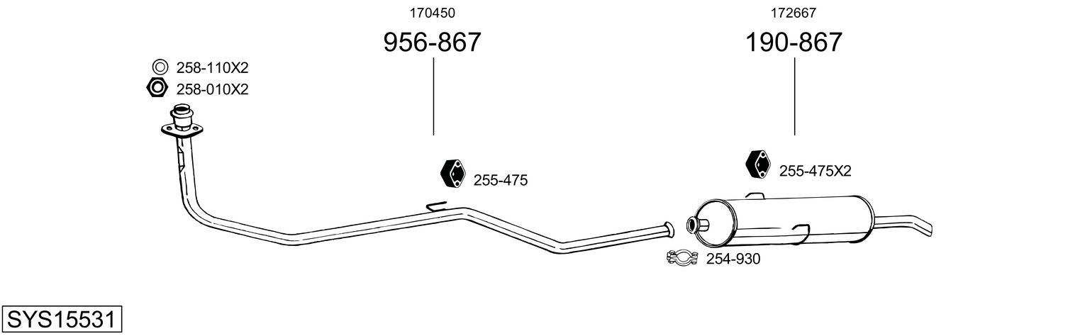 Układ wydechowy BOSAL SYS15531