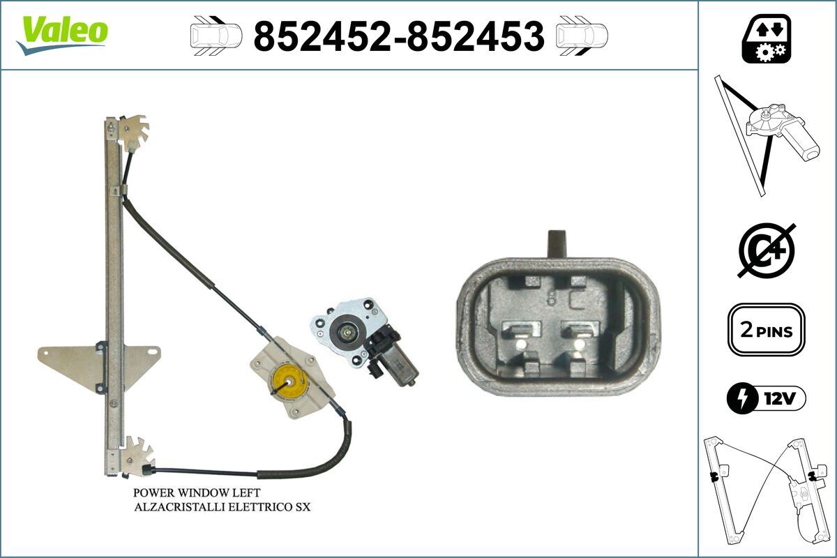 Mecanism actionare geam VALEO 852452