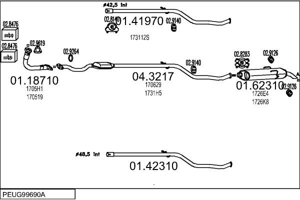 Układ wydechowy MTS PEUG99690A002465