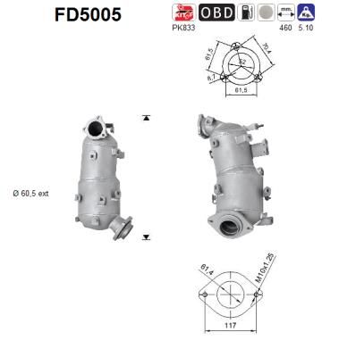 Filtr sadzy / filtr cząstek stałych, układ wydechowy AS 2505126031