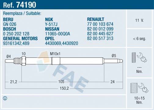 Świeca żarowa FAE 74190