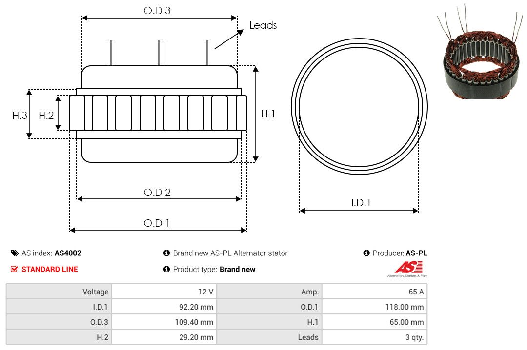 Levně Stator, generátor AS-PL AS4002