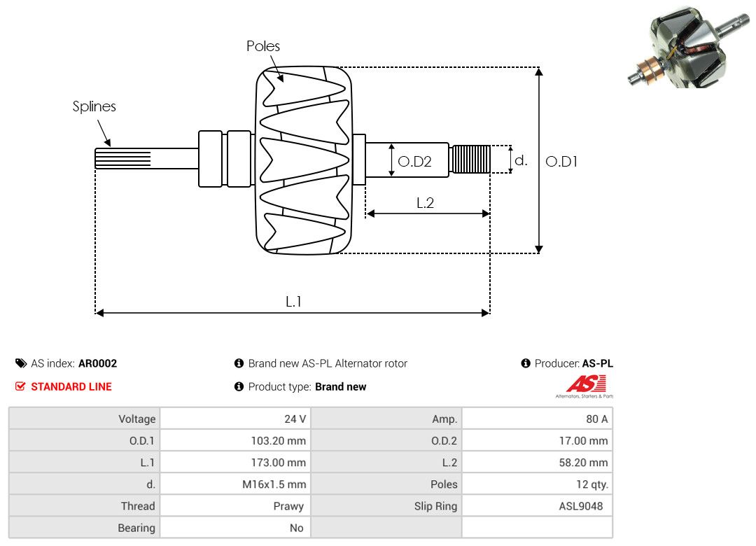 Levně Rotor, generátor AS-PL AR0002