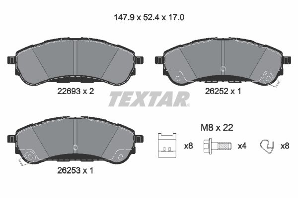 Sada brzdových platničiek kotúčovej brzdy TEXTAR 2269301