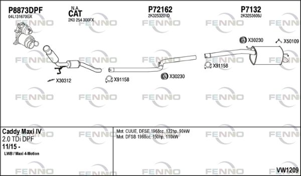 Układ wydechowy FENNO VW1209