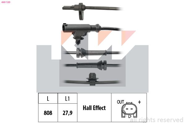 Czujnik, prędkość obrotowa koła KW 460120