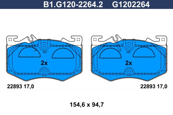 Zestaw klocków hamulcowych, hamulce tarczowe GALFER B1.G120-2264.2