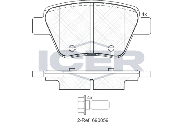 Zestaw klocków hamulcowych, hamulce tarczowe ICER 181967