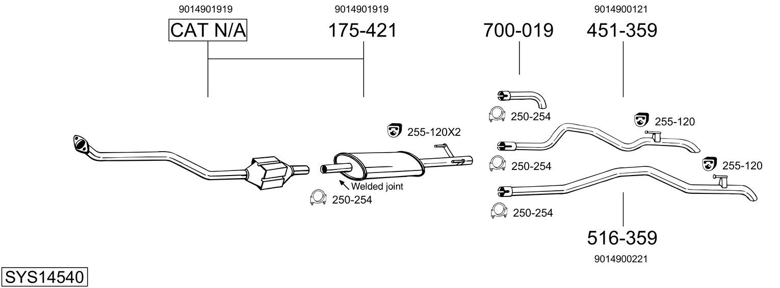 Układ wydechowy BOSAL SYS14540