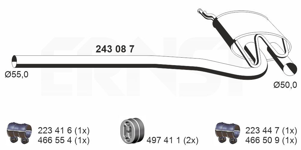 Střední tlumič výfuku ERNST 243087