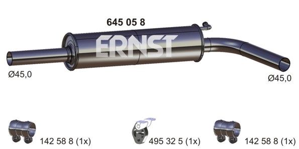 Střední tlumič výfuku ERNST 645058