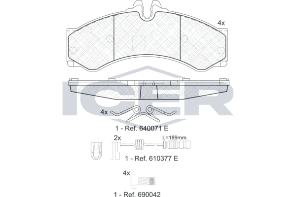 Zestaw klocków hamulcowych, hamulce tarczowe ICER 141126-203