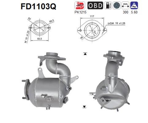 Filtr sadzy / filtr cząstek stałych, układ wydechowy AS 2505233060