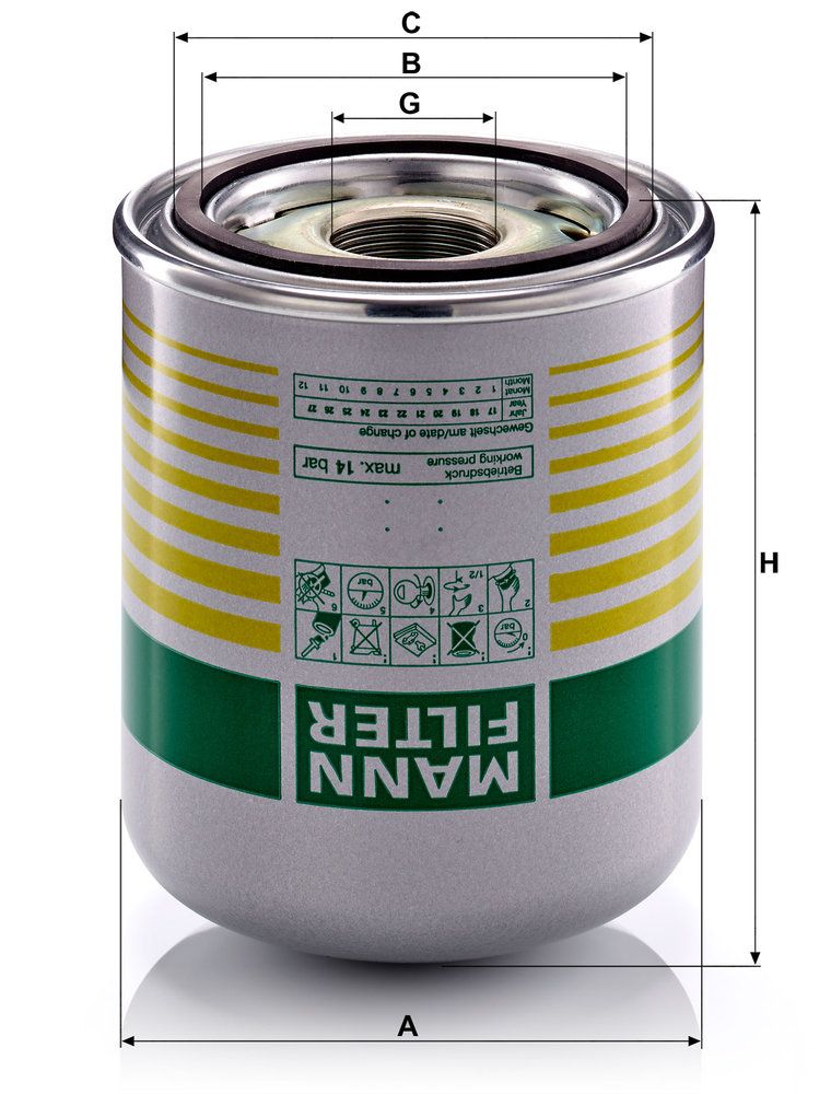 Levně Vysoušecí patrona vzduchu, pneumatický systém MANN-FILTER TB 1394/8 x
