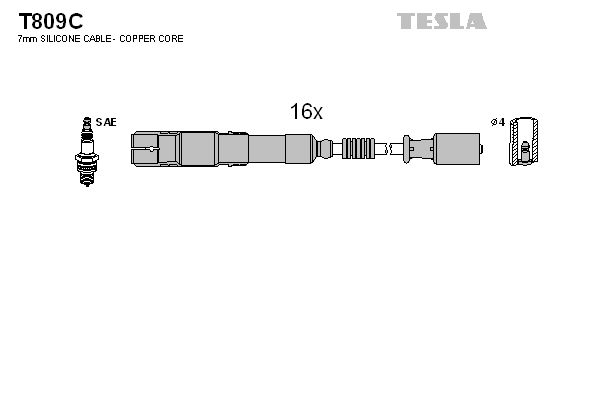 Zestaw przewodów zapłonowych TESLA T809C