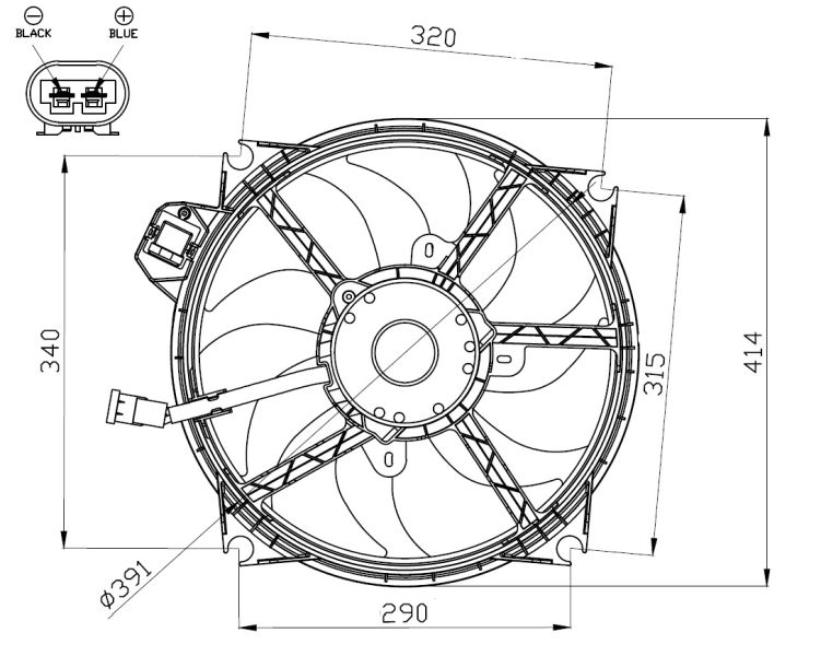 Ventilátor chladenia motora NRF 47965