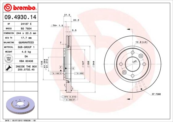 Tarcza hamulcowa AP 24187 E