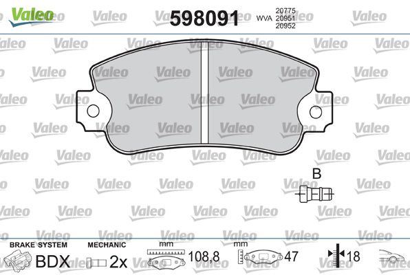 Sada brzdových platničiek kotúčovej brzdy VALEO 598091