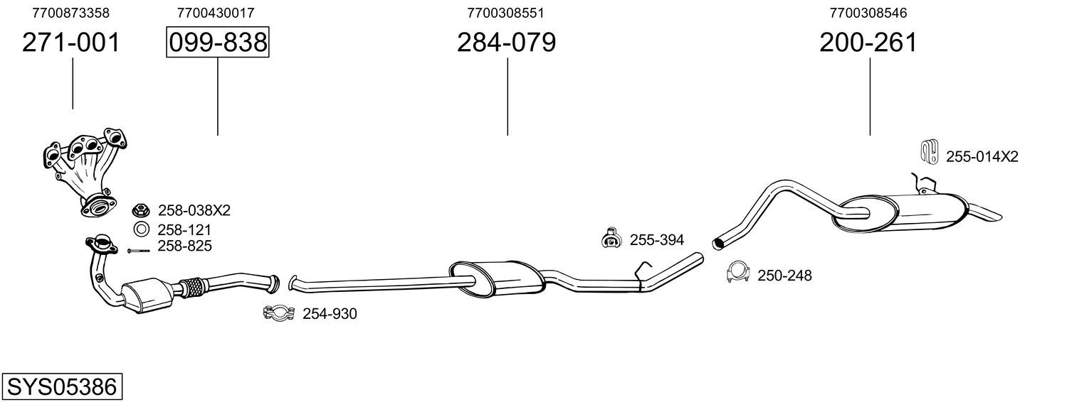 Układ wydechowy BOSAL SYS05386