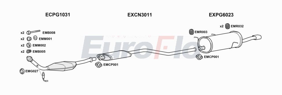 Układ wydechowy EUROFLO PG306205015A00