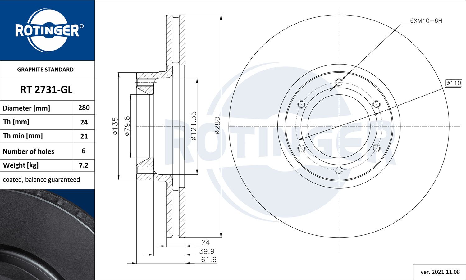 Tarcza hamulcowa ROTINGER RT 2731-GL