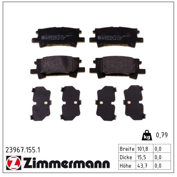 Sada brzdových destiček, kotoučová brzda ZIMMERMANN 23967.155.1