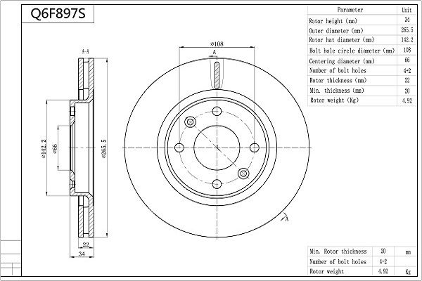 Tarcza hamulcowa AISIN Q6F897S