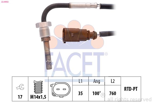 czujnik, temperatura spalin FACET 22.0002