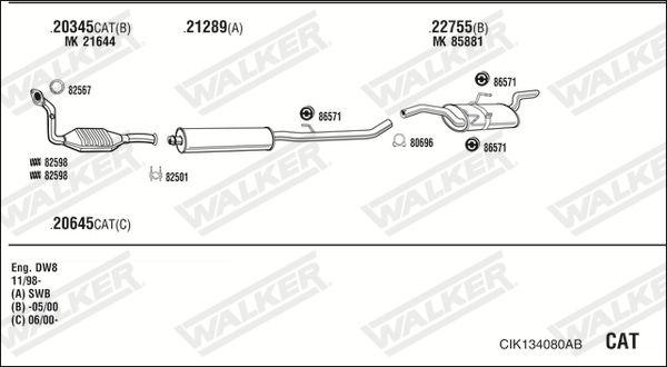 Układ wydechowy WALKER CIK134080AB