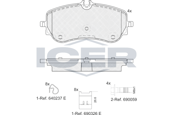 Zestaw klocków hamulcowych, hamulce tarczowe ICER LM2301
