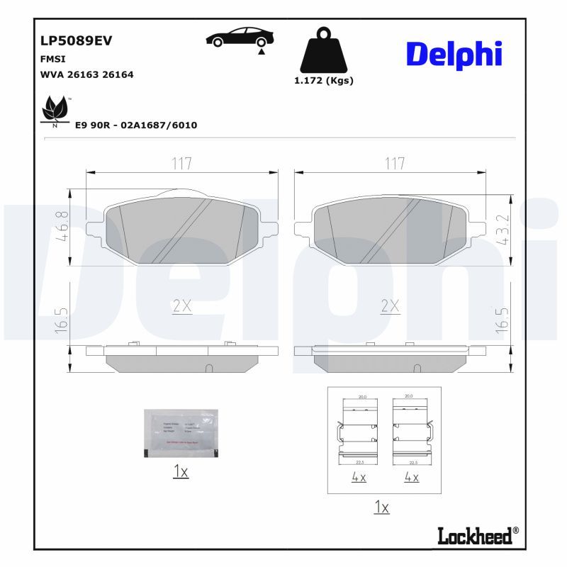 set placute frana,frana disc DELPHI LP5089EV