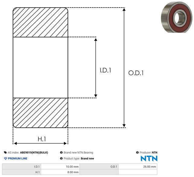 Levně Ložisko AS-PL ABE9019(NTN)(BULK)