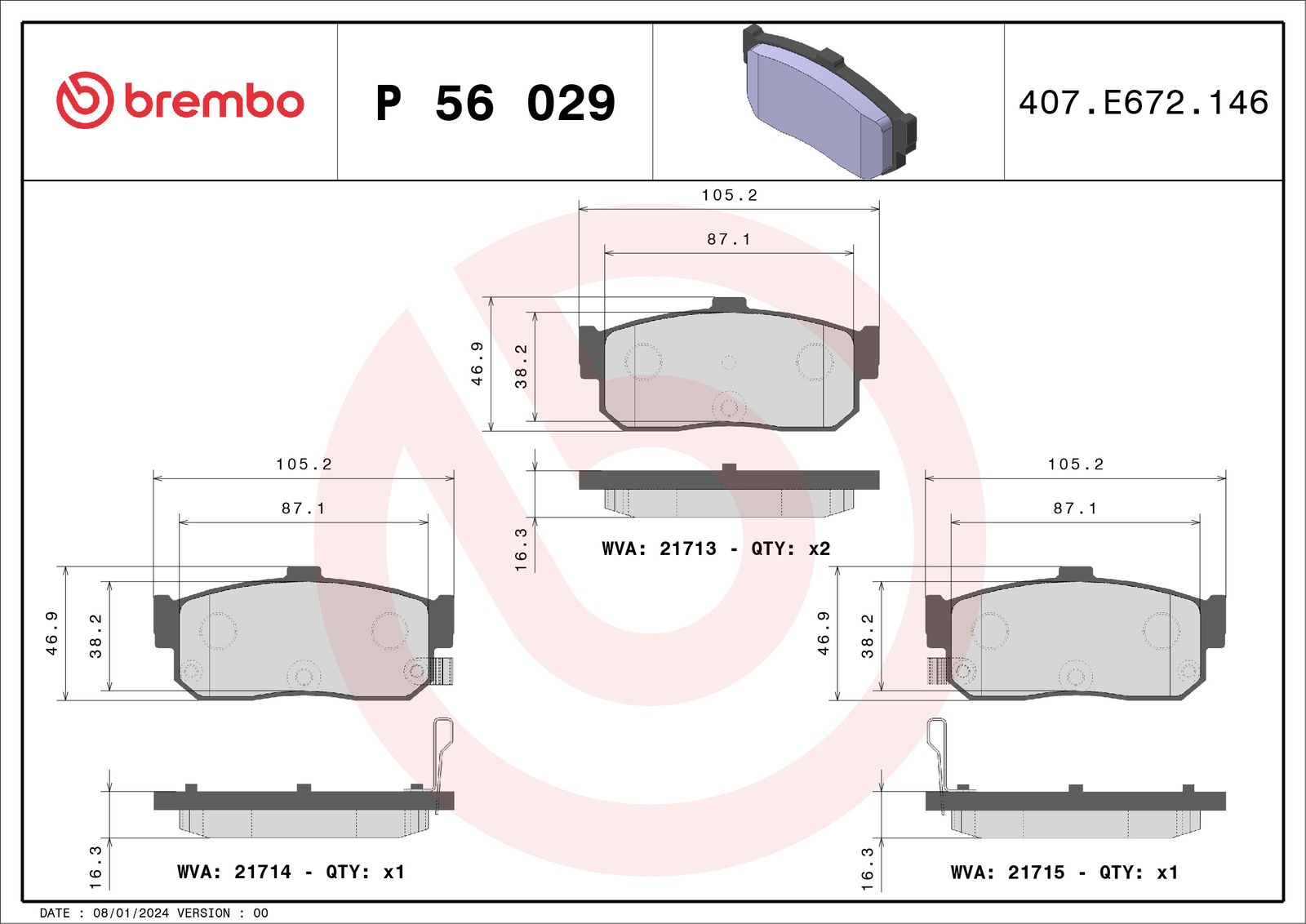 Sada brzdových platničiek kotúčovej brzdy BREMBO P 56 029