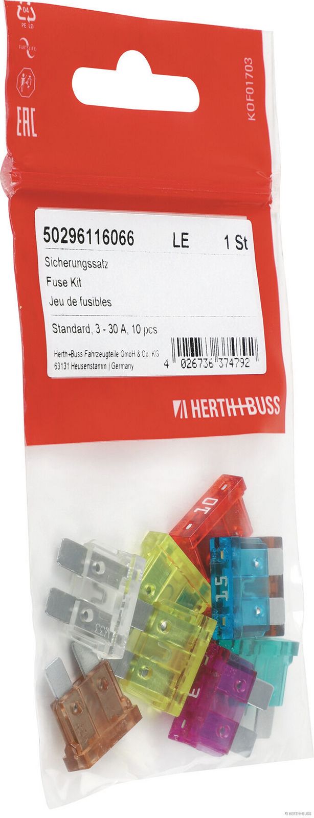 Levně Sada pojistek HERTH+BUSS ELPARTS 50296116066