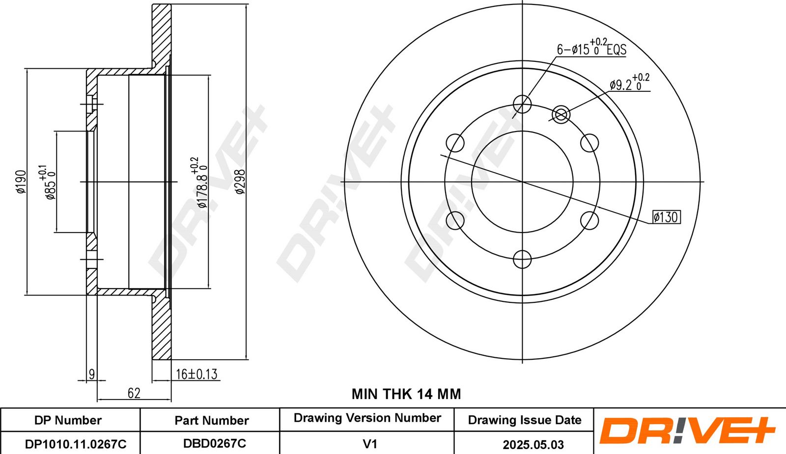 Tarcza hamulcowa DR!VE+ DBD0267C