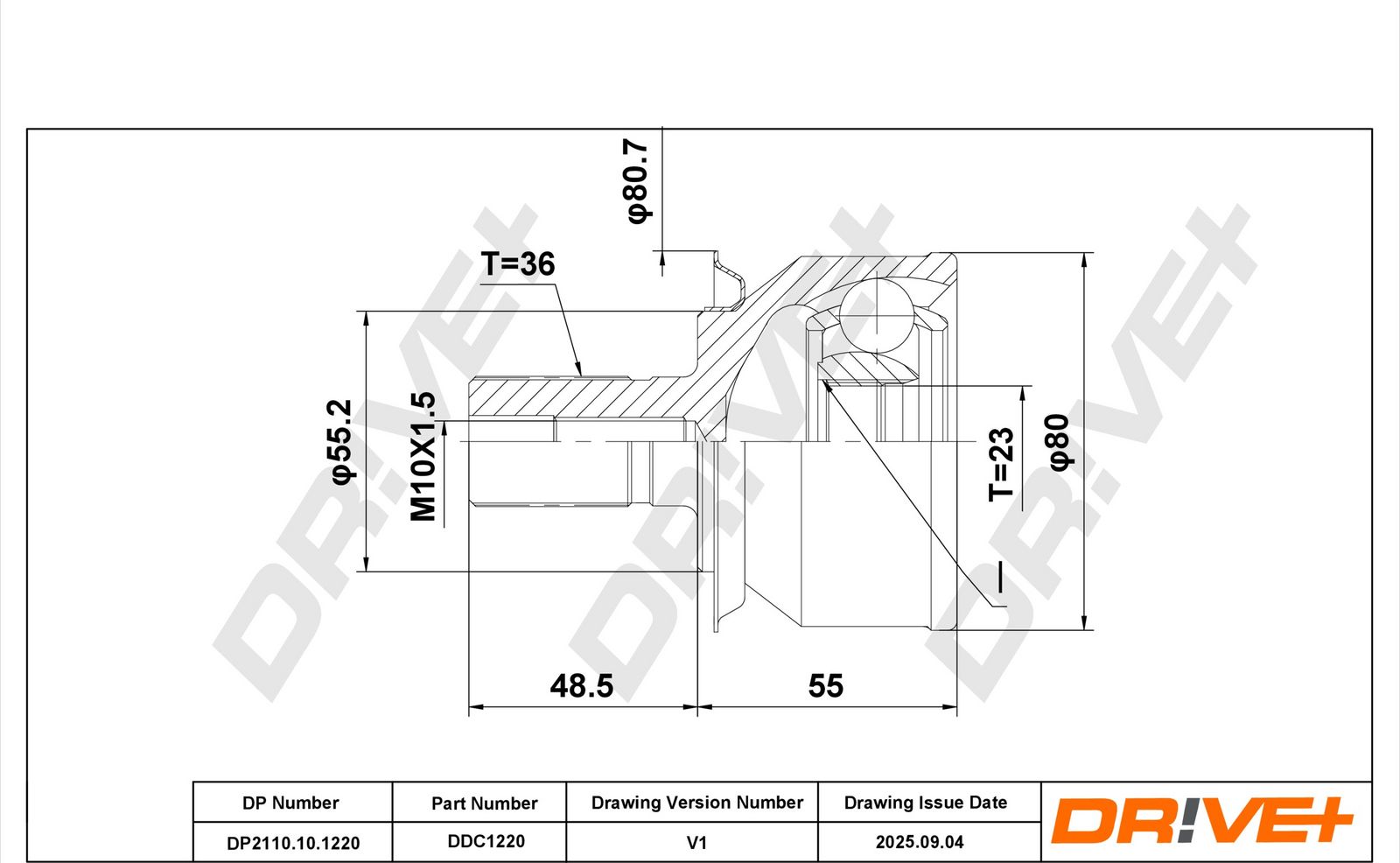 Шарнирный комплект, приводной вал